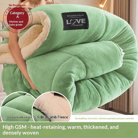 Coral Fleece Winter Comforter, Cotton-filled Duvet Insert