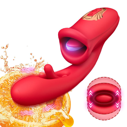 Vibrator- Adult- Sex- Toys For Women, Tongue Rose Sex- Toy Dildo Vibrators G Spot Vibrator- With 9 Licking Sucking & Flapping Clitoral Stimulator Anal- Nipple For Female Men Couples
